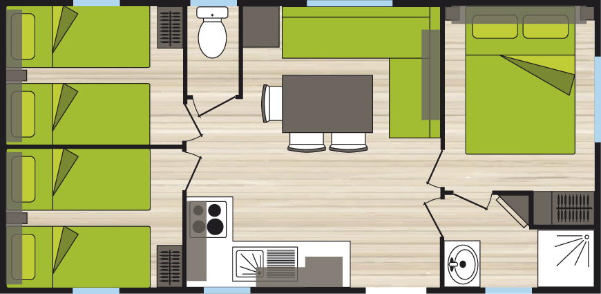 Plan cottage 6 places 3 chambres