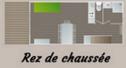 Plan du rez de chaussée de maisons pour 5 à 8 personnes entre Pornic et la Bernerie en Retz.
